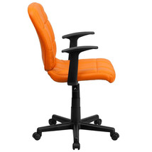 Vibrant Orange Quilted Vinyl Mid-Back Swivel Task Chair with Arms - $3,772.97 MXN