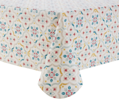 Tile Print PEVA Tablecloth 60&quot; x 84&quot; Rectangle Polyester Backing New Hom... - $16.37