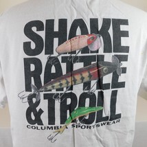 Columbia Sportswear Shake Rattle Troll Graphic Print Fishing White T-Shirt SZ XL - £11.47 GBP