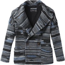 prAna Arria Sweater Jacket Size Large Southwest Charcoal Aztec Coat Shawl Colar - £31.44 GBP