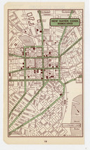 1951 Original Vintage Map Of New Haven Connecticut Downtown Business Center - £14.98 GBP