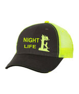 Cap Hat Gray Neon Yellow Mesh Back Dog Picture Coonhound Night Life Coon... - $20.99
