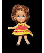 Vintage 1965 Mattel Little Kiddles Doll Brown Hair Blue Eyes Original Dress - $29.65