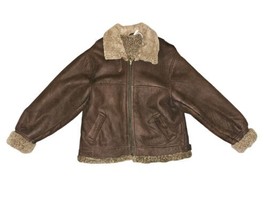 Vintage Suede Sherpa Lined Bomber Jacket Full Zip Coat Sz XXL Double Face - £132.89 GBP