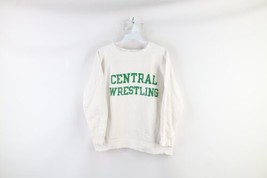 Vtg 50s 60s Mens Small Spell Out Gusset Central Wrestling Sweatshirt White USA - £237.36 GBP