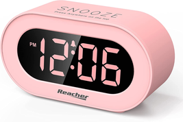 REACHER Pink Girls Alarm Clock for Kids Bedroom, Dimmable LED Digital Display, O - £22.72 GBP