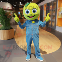 Olive Lemon mascot costume character dressed with a Denim Shirt and Brac... - $1,229.00