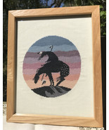 Southwestern Rider on Bucking Bronco Horse Cross Stitch Framed Finished - $652.86 MXN