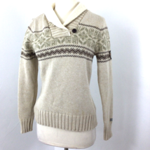 The North Face Pullover Sweater Women&#39;s M Beige Tight Kint Fair Isle Lon... - £21.36 GBP