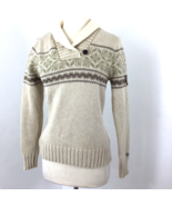 The North Face Pullover Sweater Women&#39;s M Beige Tight Kint Fair Isle Lon... - £21.41 GBP