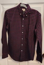 J Crew Shirt Mens Sz S Navy Red Check Cotton Oxford Slim Fit Classic Pre... - £15.68 GBP