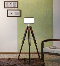 NAUTICALMART DESIGNER SHINY FINISH TEAK WOOD TRIPOD FLOOR LAMP - £236.32 GBP
