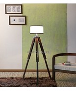 NAUTICALMART DESIGNER SHINY FINISH TEAK WOOD TRIPOD FLOOR LAMP - $5,583.42 MXN