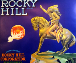 Rocky Hill Oranges Fruit Crate Label Original Vintage 1930&#39;s Horse Chief Sunkist - £7.96 GBP