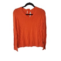 Moth Sweater Small Womens Long Sleeve Knit Tie Back orange Crew Neck Top - $15.72