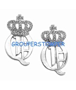 Queen Earrings with Rhinestones Crowned New &quot;Q&quot;  Stud Post Style  - $11.99