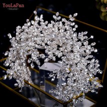 Luxury Headpiece for Bride Rhinestone Crown Wedding Tiaras Bridal Hair Accessori - £73.41 GBP