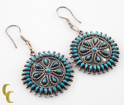 Native American .925 Sterling Silver &amp; Turquoise Wheel Earrings - $304.74 CAD