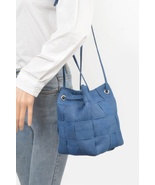 Braided Denim Bucket Bag  (Dark Blue) - $47.63 CAD