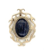 Vintage Sign Sterling Mexico Filigree Oval Lapis Lazuli Cabochon Brooch ... - £73.53 GBP