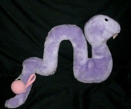 Vintage 1984 R Dakin Baby Purple &amp; Pink Rattle Snake Stuffed Animal Plush Toy - £26.57 GBP