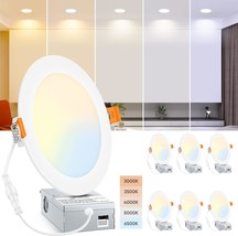 Beslowe 6 Packs 6 Inch 5Cct Led Recessed Ceiling Lights Ultra-Thin With Junction - £51.19 GBP