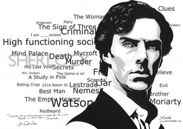 Signed Sherlock Holmes Art Print Benedict Cumberbatch Bbc w/ Original Quote  - £30.92 GBP