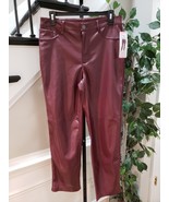 Joie Women&#39;s Maroon Solid 100% Polyester Faux Leather Straight Leg Pants 6 - $37.62