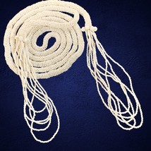 antique art deco White glass seed bead flapper tasseled necklace 58”+3” ... - £48.17 GBP