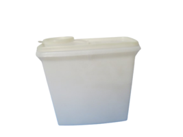 Vintage #471 Tupperware Small Clear White Cereal Storage Keeper W/Lid 8.5&quot;T - £7.79 GBP