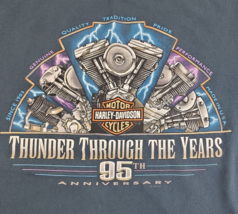 Vtg 1997 Blue Harley Davidson Thunder Thru The Years 95th Anniversary US... - $48.37