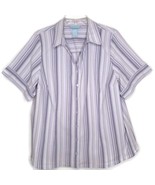 Liz &amp; Me Womens Blouse Size 18W Button Front Short Sleeve Purple Stripe ... - $12.97