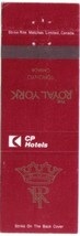 CP Hotels Matchbook Cover Toronto Royal York Deep Red Canadian Pacific Hotels - £0.78 GBP