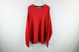 Vintage Tommy Hilfiger Mens XL Faded Crest Logo Cotton Knit Dad Sweater Red - £55.69 GBP