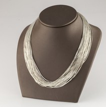 Sterling Silver 40 Strand Liquid silver Necklace w/ Lobster Clasp Appx 2... - £426.87 GBP