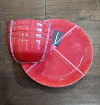 Tommy Bahama Set of 8 Red Melamine 4 Dinner Plates.4 Salad Bowls Speckle - £35.37 GBP