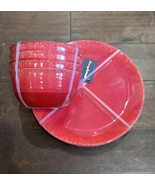 Tommy Bahama Set of 8 Red Melamine 4 Dinner Plates.4 Salad Bowls Speckle - €38,44 EUR