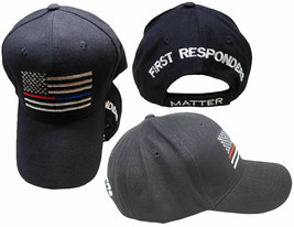 Black Usa Thin Red Blue Line First Responders Matter Cap Hat Support Police Fire - £18.46 GBP