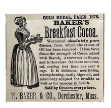 Walter Baker Cocoa 1878 Advertisement Victorian Paris Exposition Winner ... - £23.44 GBP