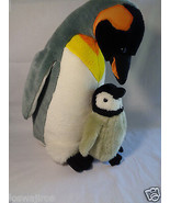 2005 K &amp; M International Adult Emperor Penguin Mom &amp; Baby Plush Toy 15&quot; - £15.37 GBP