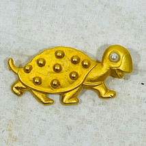 Vintage Turtle Tortoise Brooch Pin Gold Tone Costume Jewelery - £8.50 GBP