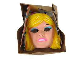 Vtg 1978 Mattel Superstar Barbie Costume Mask &amp; Vinyl Smock Dress Colleg... - £30.36 GBP