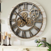 Wall clock 24 inches with real moving gears Desert Beige - $189.00