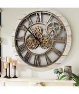 Wall clock 24 inches with real moving gears Desert Beige - £182.62 GBP
