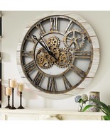 Wall clock 24 inches with real moving gears Desert Beige - $189.00