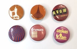 Vintage to Modern Button Pin Lot 6pc All Approx 1&quot; - $12.00