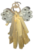 Rustic Driftwood Angel Christmas Tree Ornament Metal Wings and Head/Halo - $24.99