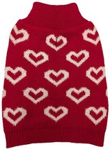 Fashion Pet All Over Hearts Dog Sweater Red - X-Small - £15.98 GBP