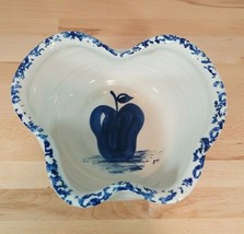 Storie &amp; Son Pottery Marshall Texas Large Apple Bowl Cobalt Blue Country 11x9x4 - £19.53 GBP