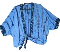 Soft Surroundings Womens Open Cardigan Size L/XL Blue/Green Tie Dye - £19.62 GBP